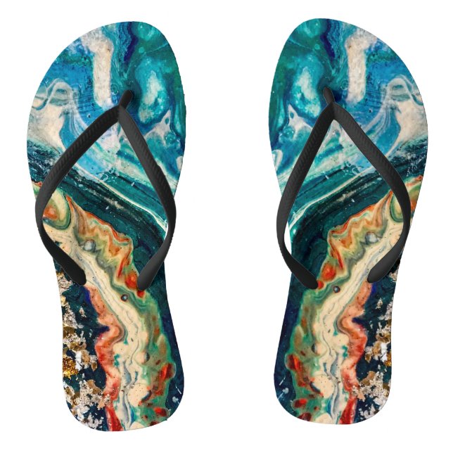 Tongs La peinture abstraite de la glace et du poisson (Semelle)