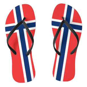 Tongs Lanières minces adultes avec drapeau de la Norvège
