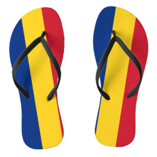 Tongs Lanières minces adultes avec drapeau de Roumanie