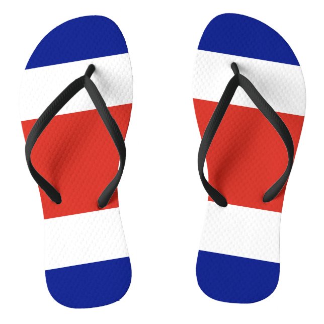 Tongs Lanières minces adultes avec drapeau du Costa Rica (Semelle)