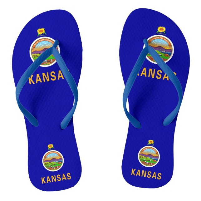 Tongs Lanières minces adultes avec drapeau du Kansas, Ét (Semelle)