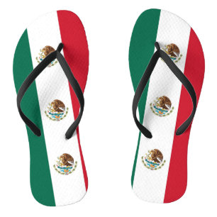 Tongs Lanières minces adultes avec drapeau du Mexique
