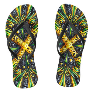 Tongs Lanières minces pour adultes aux couleurs jamaïcai