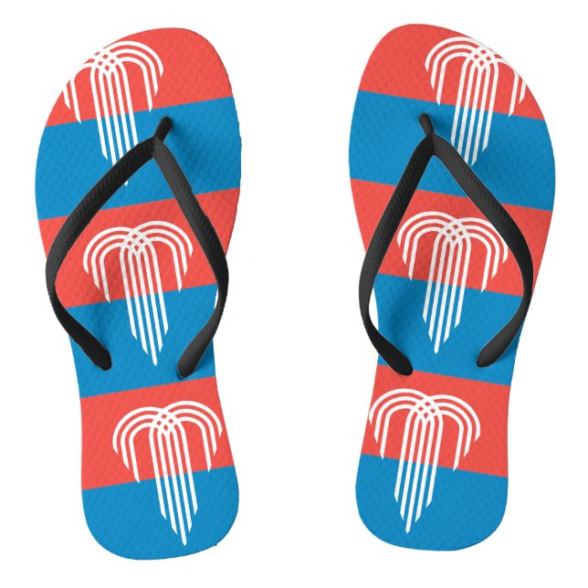 Tongs Lanières minces pour adultes avec drapeau de Kansa (Semelle)