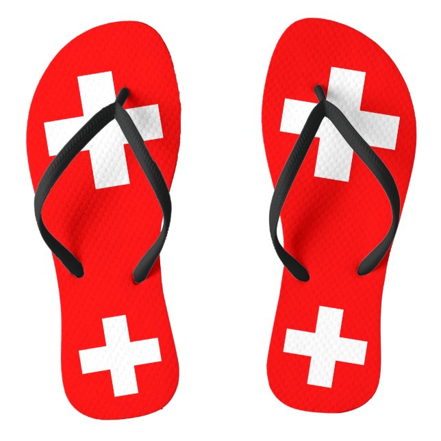 Tongs Lanières minces pour adultes avec Drapeau de Suiss (Semelle)