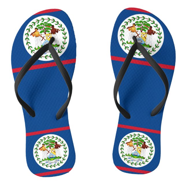 Tongs Lanières minces pour adultes avec drapeau du Beliz (Semelle)