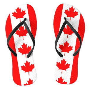 Tongs Lanières minces pour adultes avec drapeau du Canad