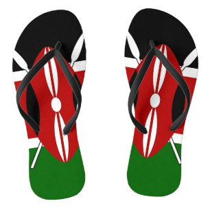 Tongs Lanières minces pour adultes avec drapeau du Kenya
