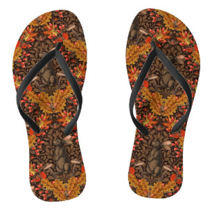 Tongs Lapin d'automne sur brun