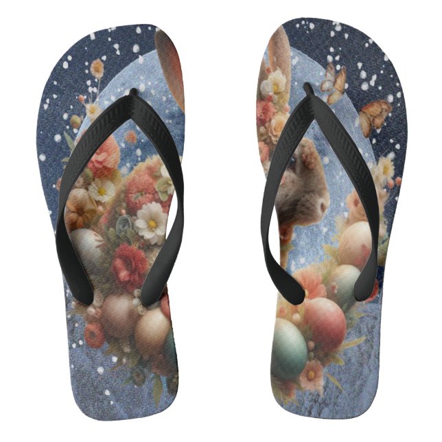 Tongs Lapin de Pâques en fleurs  (Semelle)