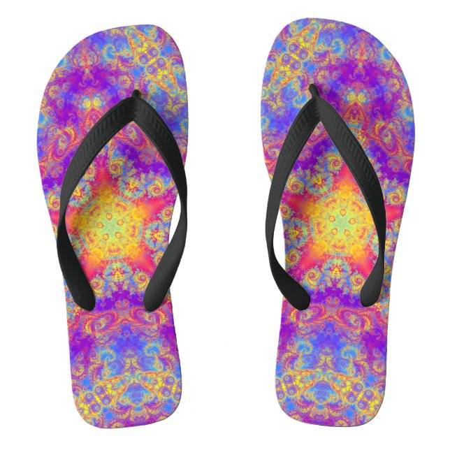 Tongs L'art du Kaleidoscope lumineux étoilé brillant (Semelle)