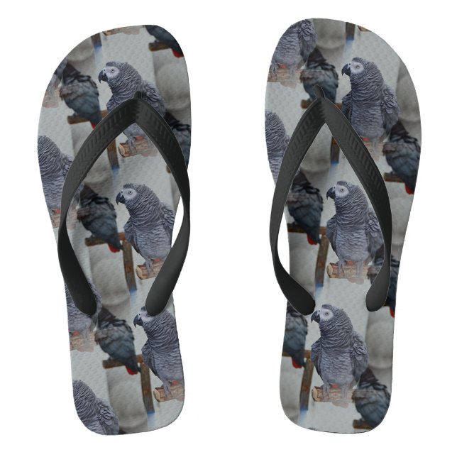 Tongs Le perroquet gris du Congo en miroir (Semelle)