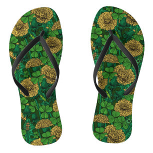 Tongs Le pré en vert et jaune