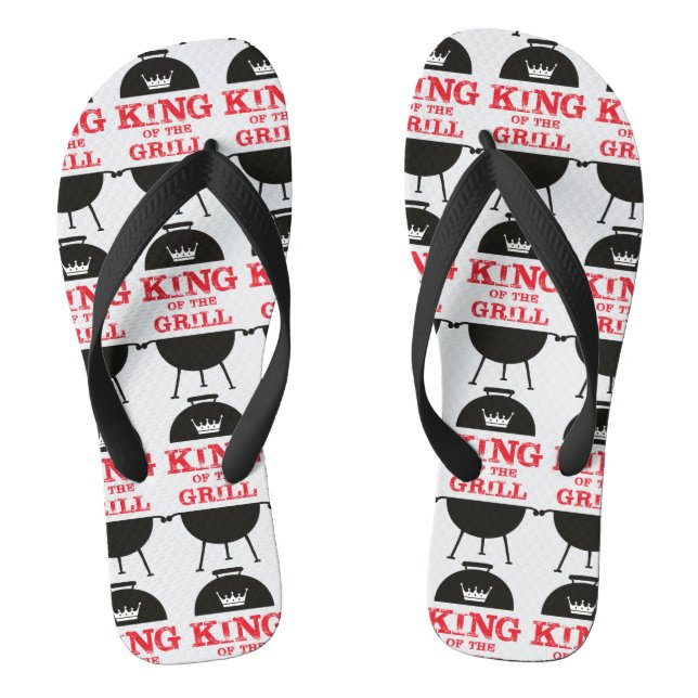 Tongs Le Roi Du Grill, Blanc Noir Couronne Rouge (Semelle)
