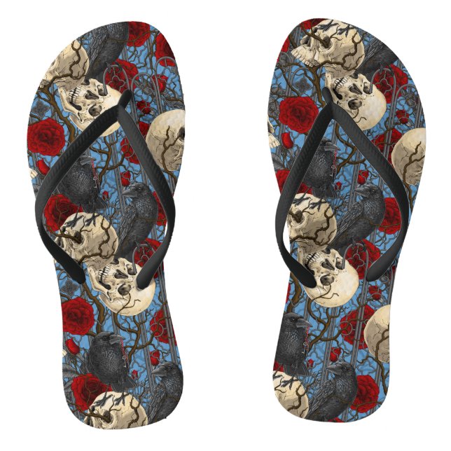 Tongs Le secret de Raven. Illustration gothique sombre e (Semelle)