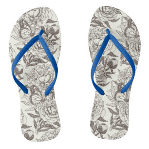 Tongs Les pivoines et les papillons bloquent l'impressio