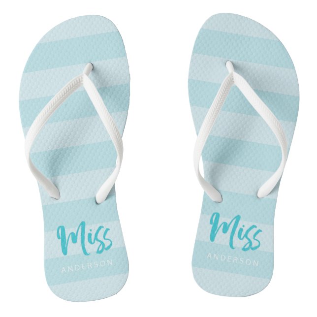 Tongs Les rayures bleues personnalisent avec la Mlle (Semelle)