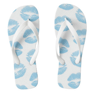 Tongs Lèvres bleues, motif de lèvres, rouge à lèvres ble