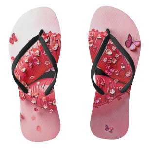 Tongs Lèvres en fleurs : Baiser papillon floral