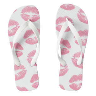 Tongs Lèvres roses, motif de lèvres, rouge à lèvres rose