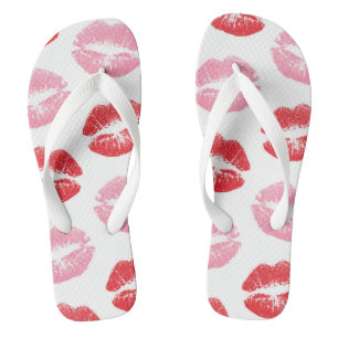 Tongs Lèvres rouges et roses, Motif des lèvres, bâton à 