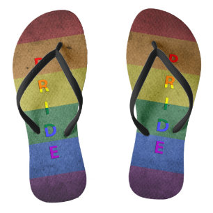 Tongs LGBT Rainbow Pride drapeau style rétro