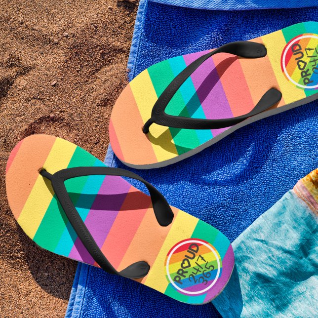 Tongs LGBTQ Pride arc en ciel coeur Flip Flops (Créateur téléchargé)