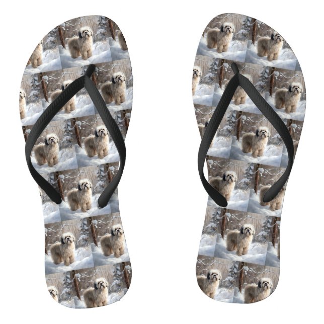 Tongs Lhasa Apso Qu'il neige Noël (Semelle)