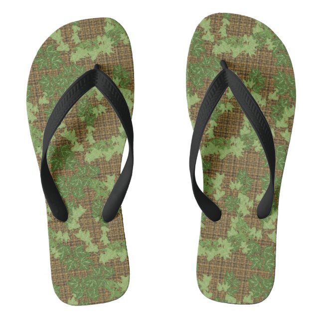 Tongs Lierre vert sur plaid doré noir (Semelle)