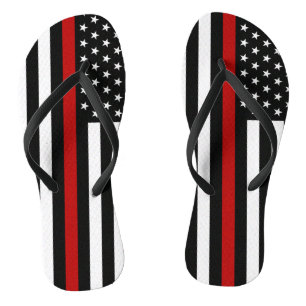 Tongs Ligne rouge mince drapeau de sapeur-pompier