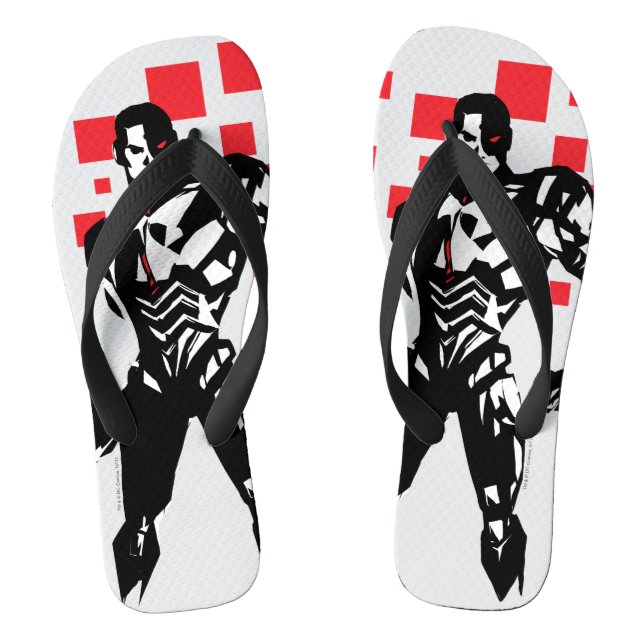 Tongs Ligue de Justice | Cyborg Digital Noir Pop Art (Semelle)