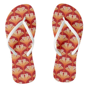 Tongs Lily Art Déco, orange mandarine et or
