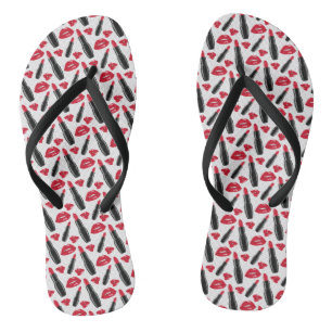 Tongs Lipstick Et Lips Polka Dot Motif