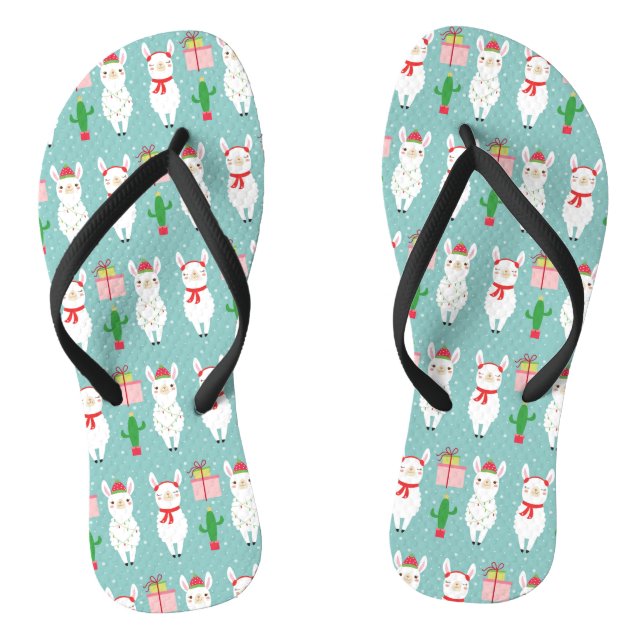 Tongs Llamas de Noël d'hiver | Vacances (Semelle)