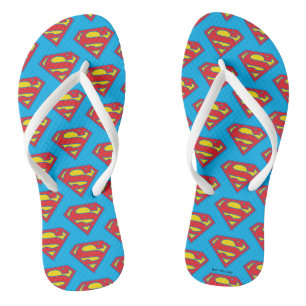 Tongs Logo classique Supergirl avec fond bleu