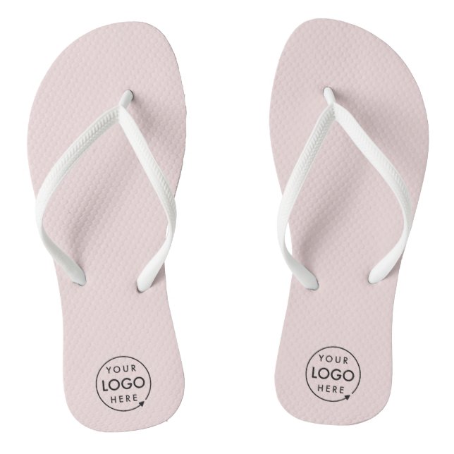 Tongs Logo d'entreprise | Blush Pink Modern Promotionnel (Semelle)