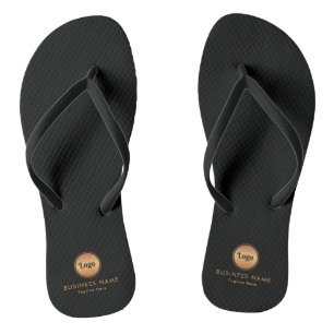 Tongs Logo Or & Texte Personnalisé Entreprise Marque