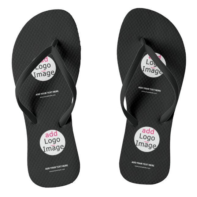 Tongs Logo personnalisé Extravagant Business Chic Noir (Semelle)