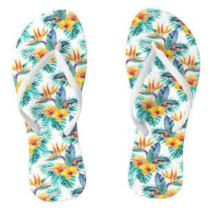 Tongs L'Oiseau Du Paradis Et L'Motif Des Orchidées