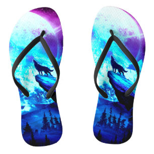 Tongs Loup coloré hurlant