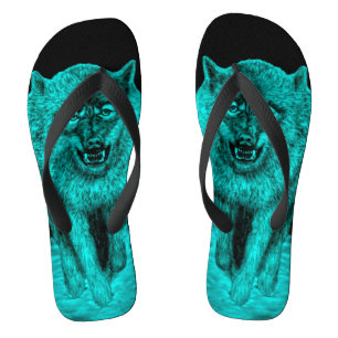 Tongs Loup noir en colère dans la nuit