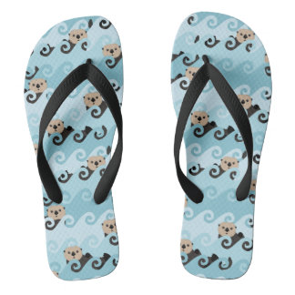 Tongs Loutres de mer mignonnes montant les vagues
