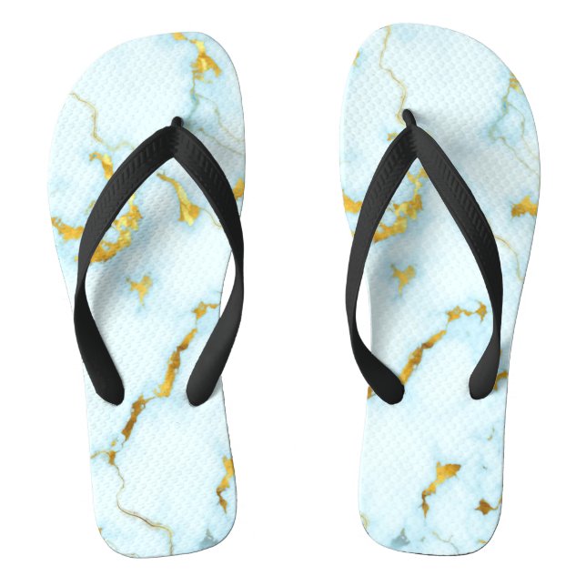 Tongs Luxueux Azure Gilded Pottery Motif Ceramic Art (Semelle)