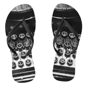 Tongs Machine à écrire noire et blanche