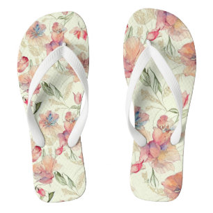 Tongs Magnifique Floral de Pêche   