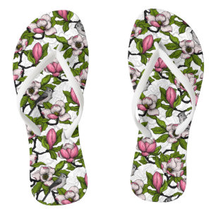 Tongs Magnolia en floraison et tireur