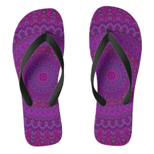 Tongs Mandala à fleurs violettes