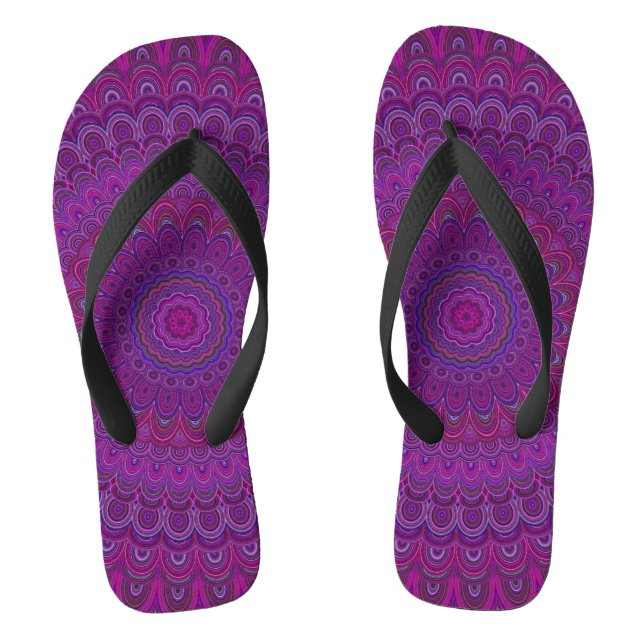 Tongs Mandala à fleurs violettes (Semelle)