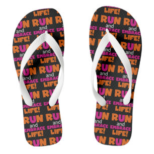 Tongs Marathon de course de course de texte rose orange