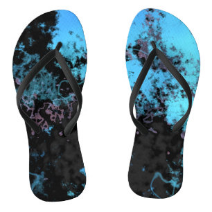 Tongs Marbre Abstrait Bleu, Gris et Violet